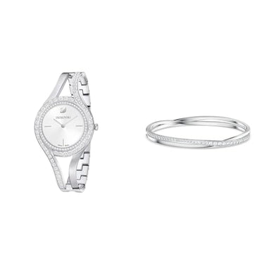 Swarovski Eternal Watch, Metal Bracelet, Silver-colored, Stainless Steel & Twist Bangle, White, Rhodium-plated on Sale